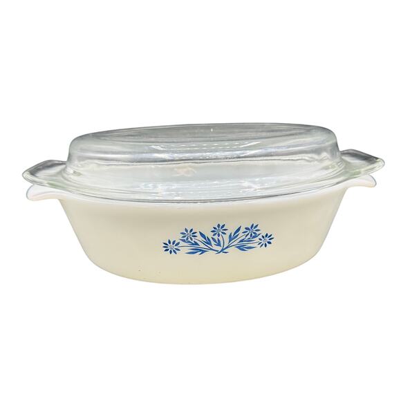 Anchor Hocking Fire King #433 Blue Cornflower 1-1/2 Qt Casserole Dish lid PYREX - Picture 1 of 5